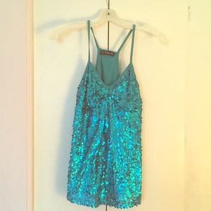 Mermaid Teal Sequin Tank top✨